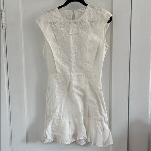 Veronica Beard Kerison White Embroidered Floral Mini Dress
